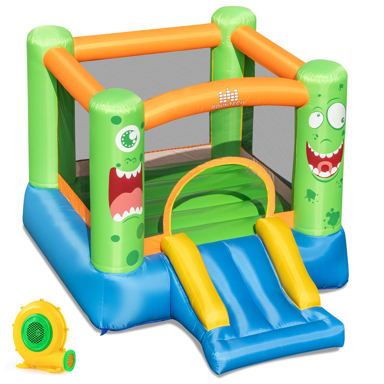 Monster Themed Inflatable Bounce House with Slide and 550W Blower